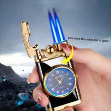 Butane Lighter, Single Flame Lighter, Vintage Genuine Dial Lighter, Windproof Lighter, Arm Ignition Lighter, Adjustable Flame Size, Blue Flame Lighter, Multifunctional Lighter, Refillable Butane, Gifts For Boyfriend And Father, Excluding Butane - màu đen - Xem 6