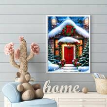1 pieza Nuevo Llegada Kit de Pintura de Diamantes con Tema Navideño para Decoración del Hogar, Mosaico de Diamantes de Cristal 5D Redondo DIY, Adecuado para Decoración de Pared del Hogar, Regalo Hecho a Mano de Halloween y Navidad, Sin Marco