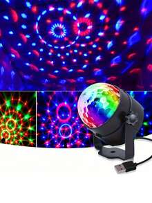 1pc Modern Geometric Pattern USB Powered RGB Disco Ball Light With Color-Changing Night Lamp For Parties, Bars, Karaoke, And Weddings