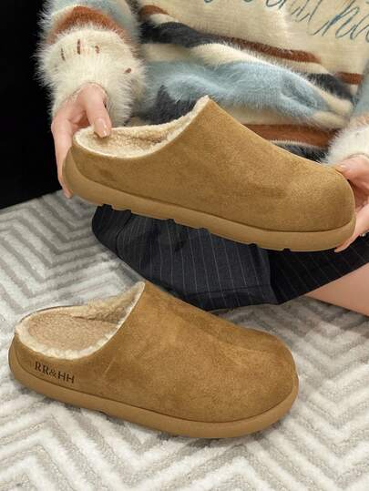 Zapatillas de invierno cálidas y acolchadas con suela antideslizante con forma de patata, zapatos cómodos para el hogar, nuevas botas de nieve con forro de piel sintética para otoño/invierno 2025