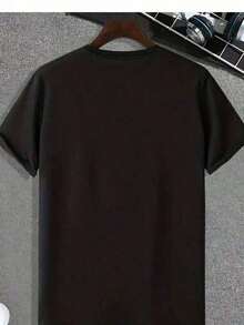Men's T-Shirt, 100% Bear Gu Cotton Premium Knit, Short Sleeve, Round Neck - 黑色 - 查看 4