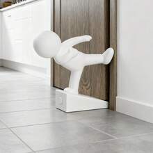 Penahan Pintu Putih Lucu - Penahan Pintu Plastik Tahan Lama dengan Desain Tokoh Kung Fu yang Menggemaskan, Pelindung Lantai untuk Ambang Pintu, Mudah Dipasang dan Cocok untuk Hewan Peliharaan, Penahan Pintu Masuk Rumah yang Tahan Lama, Pelindung Dinding Pintu - Putih - View 6