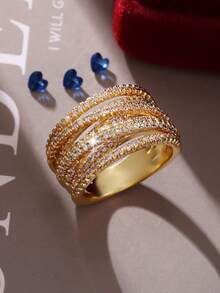 1 قطعة خاتم فاخر متقاطع لامع، مناسب للرجال للارتداء اليومي، الرياضة، الحفلات والمناسبات الأخرى