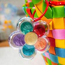 6 Colors/Set Little Flowers Portable Color Palette Solid Pearly Lustre Watercolor Pigments Art College Students Outdoor Sketching Portable Paint