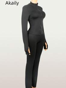 Fall Travel Sets Outfits For Women Matching Sets Women Long Sleeve Tops And Black Pants Black Going Out Outfits Cute Casual Two Pieces Set - Black - View 3