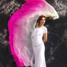 1 tấm mạng che mặt múa bụng chuyển màu nhuộm tay - Khăn choàng biểu diễn bằng polyester trong suốt chuyển màu đỏ sang vàng rực rỡ, trang phục khiêu vũ kỳ lạ cho biểu diễn sân khấu, sự kiện lễ hội & nâng cao trang phục, trang phục múa bụng, phụ kiện biểu diễn, vải chất lượng cao, khăn choàng lễ hội, bề mặt mịn, vũ công chuyên nghiệp - Nhiều màu - Xem 4