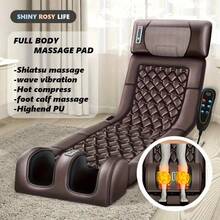 1 Set Of Large Full-Body Heating Massager With Neck And Foot Device And Massage Headrest, Lumbar Mat, Timer Vibration Massager, Comfortable And Wear-Resistant, Non-Slip Bottom, Suitable For Home And Office Take A Nap - Brown (with Leg Massager) - View 4