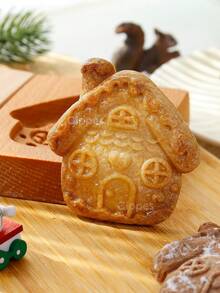 Cippes 1 Stück Holz-Keksform für Weihnachten, mit geschnitzten, geprägten 3D-Rentier-, Weihnachtsbaum- und Weihnachtsmann-Mustern, Küchenbackwerkzeuge, Fondant-Kuchen-Keks-Dekoration, DIY Keksausstecher-Formen - Aprikosenfarben - Übersicht 10