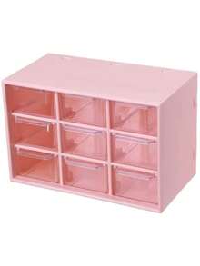 1 9-Panel Desktop Drawer Storage Box, Made Of ABS Plastic Material, Transparent Multi-Compartment Jewelry And Cosmetics Storage Box, Suitable For Office Supplies, Cosmetics, Jewelry, Earrings, Room Decoration, School Dormitory Decoration