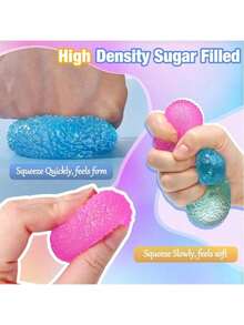 POKOJA LAND 1.6英寸纹理迷你减压球:1/2/3/6/9/12/16个装,成人减压球,高密度实心软胶玩具,1.6英寸小型感官解压玩具,适合儿童和成人,安静的课堂减压用品,麦芽糖填充,学生奖品,复活节派对礼物,减压挤压球 - 彩色 - 查看 5