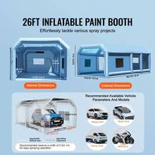 Cabina de pintura inflable , 26,2 x 14,8 x 9,8 pies, cabina de pintura inflable, cabina de pintura portátil para automóviles para camiones pequeños, con sopladores potentes de 950 W + 750 W y sistema de filtro de aire, motocicleta grande, SUV de tamaño mediano - 26,2 x 14,8 x 9,8 pies - Ver 2