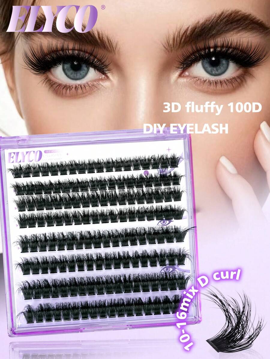 ELYCO 144pcs 3D Handmade Mink Lashes, Super Dense 100D Natural Fluffy Eyelashes, 10-16mm Mixed 10 Rows, 0.07mm Lightweight, Easy To Wear, Perfect Fit, Cartoon Lashes For DIY, Suitable For Parties, Gifts For Women