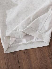 Left Mama 2pcs Girls Solid Color Long Sleeve Sweatshirt And Straight Leg Pants Set, Casual And Warm For Autumn/Winter - Grey - View 5