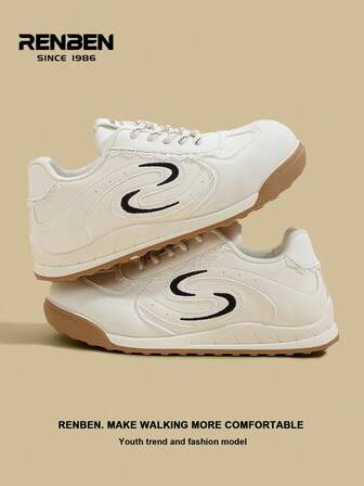  1 Pair Renben Women's Lace-Up Increased Height Retro Casual Soft Bottom Sneakers, 2025 Autumn New Style, Suitable For Middle School Students