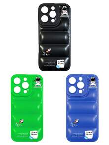 3 piezas Funda de teléfono acolchada minimalista de astronauta en 3D, compatible con iPhone, 17 Pro Max, cubiertas de funda de teléfono, funda de teléfono linda, compatible con iPhone 13/14/15/16/16 Plus/16 Pro Max - Multicolor - Ver 30