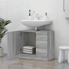 vidaXL Waschbeckenschrank Grau Sonoma 63x30x54 Cm Holzwerkstoff - Grau - Übersicht 6