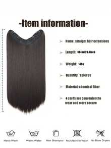 Synthetic High-Temperature Heat-Resistant Matte Fiber Black Straight Clip In Hair Extension - Soft Thick Seamless Hair Extension For Women Wig