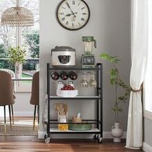Bar Cart Modern Serving Cart Mobile Kitchen Shelf With Wine Rack Glass Holder And 3 Tiered Shelves Marble White