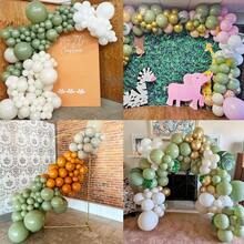 Bộ vòng hoa bóng bay màu xanh lá cây xô thơm, bóng bay màu xanh ô liu trung tính 5/10/12 inch dùng cho tiệc cưới BOHO, sinh nhật, tiệc cô dâu, tiết lộ giới tính, tiệc tốt nghiệp, săn bắn trong rừng (kèm ruy băng) - xám xanh - Xem 5