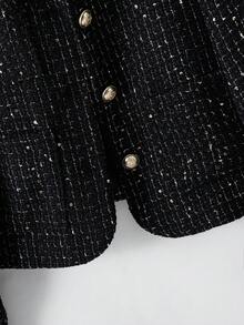 Women's Button Pocket Long Sleeve Woolen Coat, Suitable For Daily Wear And Holidays, Autumn/Winter