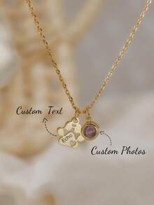 Personalized Pet Memorial Photo Projection Necklace, Paw Print & Name Projection Heart Necklace, Pet Photo Jewelry, Cat Dog Photo Necklace, Christmas & Halloween Memorial Surprise Jewelry Gift For Loved Ones - Multicolor - View 10