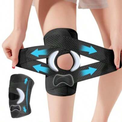 Rodillera/Soporte de rodilla ajustable con resorte, transpirable y que brinda soporte para la rodilla; un accesorio de fitness y deportes.