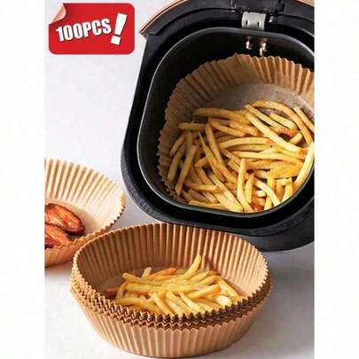 100pcs Paper Air Fryer Liners, Non-Stick Baking Paper, Compatible With Most Air Fryers Air Fryer Kitchen Air Fryer Liners Air Fryer Paper Airfryer Air Frier
