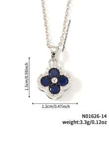 1pc Fashionable Minimalist Women's Zirconia Four-Leaf Clover Heart Necklace - Multicolor - View 25