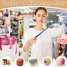 1个木质丝带收纳架，适用于缝纫、礼品盒包装和毛线收纳，立式桌面木质丝带架，手工线轴收纳架，带线轴支架，丝带收纳架，多尺寸毛线球架，多功能项链手链首饰展示架，适用于DIY手工室、蛋糕店、礼品店、花店和日常家居使用。 - 黃色 - 查看 10