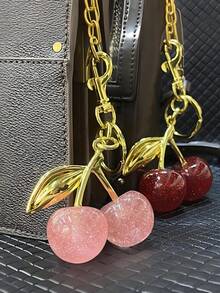 New Fashion Crystal Cherry Metal Keychain, Suitable For Daily Wear, Can Be Used As Bag Accessories, Can Be Given As Gifts To Family, Friends, Classmates, Couples, Birthday, Teachers, Valentine's Day Souvenirs - Multicolor - View 3