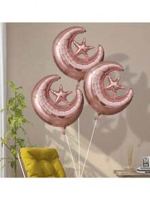 4pcs Moon & Star Foil Balloons Set, Suitable For Party Decoration, Middle East Home Decor, Ramadan Mubarak - Multicolor - View 3