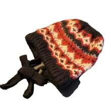 Fair Isle Style Knitted Hat For Women, Vintage Dual-Use Bag Hat, Warm Wool Hat With Ear Protection, Street Style - 條紋包包帽-卡其 - 查看 4