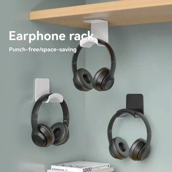 [Adjustable Headphone Stand] Space-Saving Adjustable Headphone Stand With Rotating Arm Clamp | PVC Under-Desk Hook For Gaming Headsets, Black, Multiple Headphones