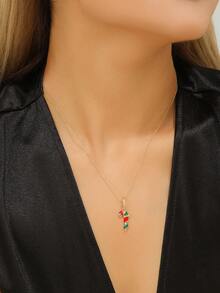 Fashionable Elegant Christmas Candy Cane, Christmas Jingle Bell Pendant Necklace, Holiday Atmosphere Jewelry, Suitable For Holiday Parties, Great Gift For Friends And Family - Fashion Christmas Pendant Necklace - View 1