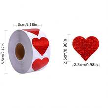 500pcs/Roll Heart-Shaped Self-Adhesive PaperLove Valentine's Day Sticker, Seal Sticker RedHeart Pattemn Gift Decoration Self-AdhesiveLabel Suitable For Party Favors, Classroom Rewards, Wedding Decorations, Teacher Supplies