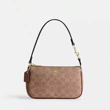 Shoulder Bag For Women In Signature Canvas COACH Logo Letter-Print Shoulder Bag Wrist Wristlet Bag Classic Coach Women's Bags Suitable For Party Casual And Shopping Mother's Day Gifts CW426 IMXHE - màu nâu - Xem 4