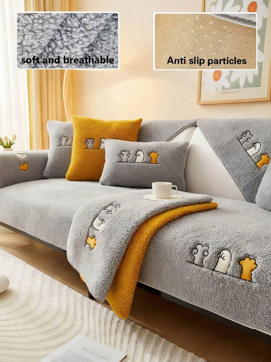 1 pieza Funda de sofá con diseño de dibujos animados lindos, funda de sofá acolchada, funda para respaldo, funda protectora para cojín de sofá, adecuada para dormitorio, oficina, sala de estar, decoración del hogar