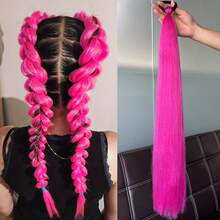 Synthetic 28Inch Long Straight Ponytail Extensions For Women Daily Use Parties And Halloween Purple Red DIY Braided Ponytail - Multicolor - View 15
