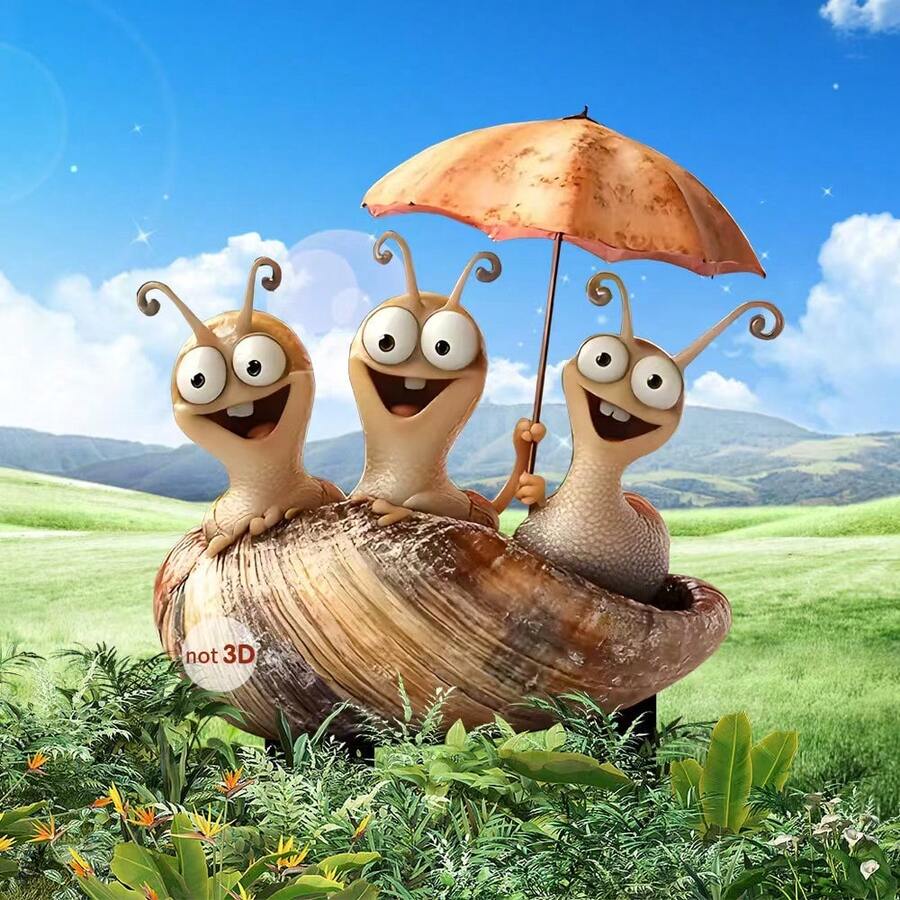 New Cross-Border Product Happy Snail Holding Umbrella 2D Acrylic Garden Yard Decor - Multicolor - View 1