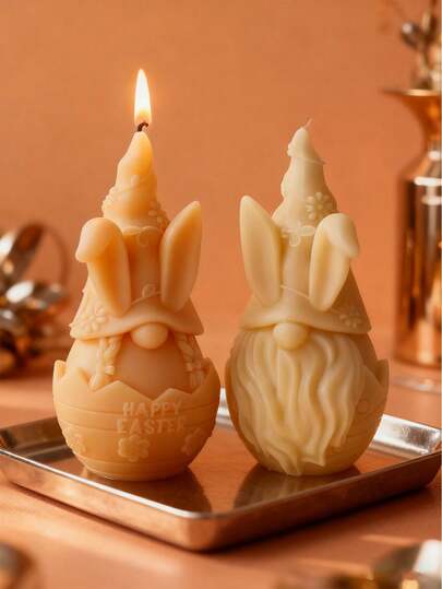 Rabbit Ear & Hatching Dwarf Candle Mold, Heat-Resistant | High Elastic Silicone Mold, Multi-Purpose - For Making Candles, Plaster/Painting, Squeeze Toys/Stress Relief, Photography Prop Background, Home Decor For Holidays, Party/Wedding Table Decoration, Handmade Birthday Gift, Outdoor Events, One-Piece Casting, Flexible And Easy To Clean, Reusable