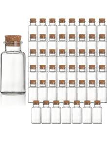 Small Glass Bottles With Cork Stopper ,25ML Mini Message Bottles, DIY Decoration Wishing Bottles For Wedding Thanksgiving Halloween Christmas,Stopper Glass Bottle For Drifting, Wishing, Candy Storage, Crystal & Gravel Decoration, Round Glass Vials, For Art Crafts, Wedding Party Favors, Home Decor - Multicolor - View 1