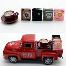 1 món đồ trang trí hình xe tải cổ điển, có logo sách và cà phê, thích hợp cho quầy cà phê, nhà bếp kiểu nông trại, phụ kiện quán cà phê, trang trí khay nhiều tầng, vật trang trí trung tâm bàn cà phê, trang trí nhà cửa. - Nhiều màu - Xem 7