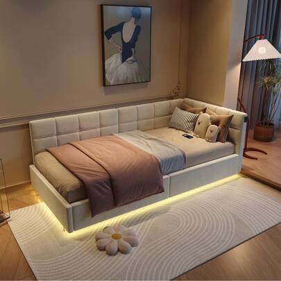 fortuna Lai Letto singolo 90x200 cm con funzione di sollevamento idraulico, struttura letto, divano letto con contenitore, velluto