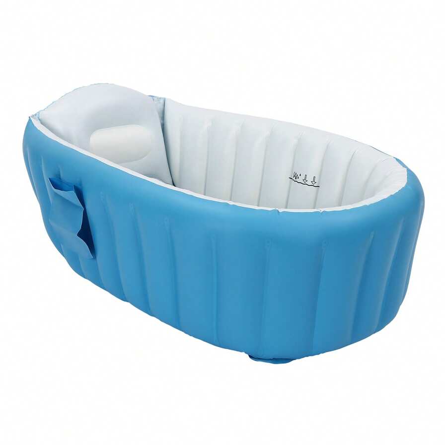 DNYSYSJ Carnival Inflatable Bathtub - Portable Foldable Non-Slip Basin With Air Pump, Blue Contemporary Design, 26x23x7.5cm, Durable PVC Material For Home & Travel Use, Inflatable Bathtub, Travel Bathing Solution, Modern Bathroom Accessory, Easy Storage Desi