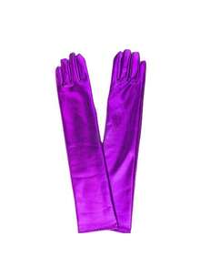 1pair Women's 43cm Patent Leather Gloves Evening Opera Costume Cosplay Dress Up Dark Stretch Performance Gloves - Multicolor - View 3