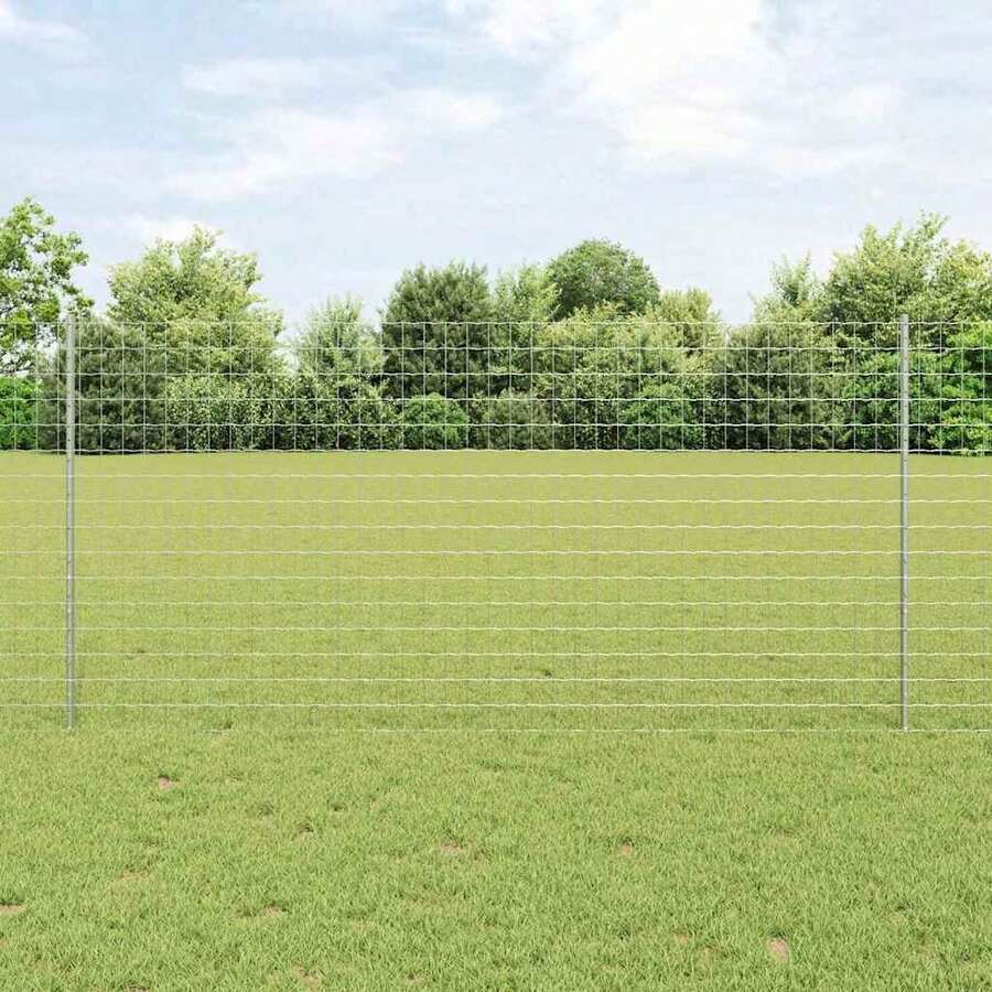 vidaXL Recinzione con pali in acciaio argento 1,2 x 10 m - Argento - Visualizzare 1