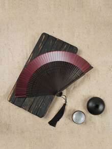 1pc Foldable Fan Hand Held Fan With Tassel For Outdoor Travel Dancing Performance Cheongsam Dressing Accessories Photo-Taking Props