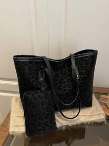 Bolso de mano grande con capacidad de uso diario, con estampado de leopardo de moda. Bolso de hombro casual y elegante popular para mujeres en el otoño/invierno 2025 - Multicolor - Ver 1