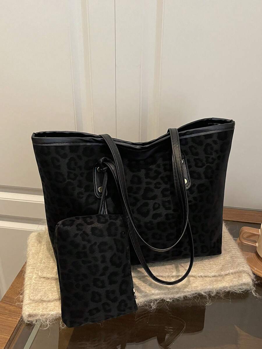 Bolso de mano grande con capacidad de uso diario, con estampado de leopardo de moda. Bolso de hombro casual y elegante popular para mujeres en el otoño/invierno 2025 - Multicolor - Ver 1