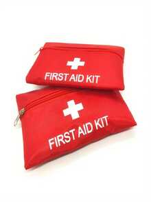 5 piezas/2 piezas Kit de primeros auxilios portátil de Cruz Roja, kit de emergencia para viajes, adecuado para el hogar, la oficina, exteriores, barco, camping, senderismo, para almacenar suministros básicos de primeros auxilios, hogar y campamento al aire libre, aventura, equipo de emergencia básico, portátil y duradero - Rojo - Ver 14